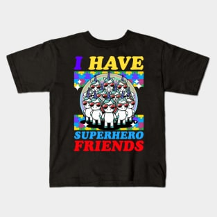 Autism awareness Unicorn - i have superhero friends Kids T-Shirt